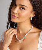 Sweet And Playful Charm Faux Pearl Necklace