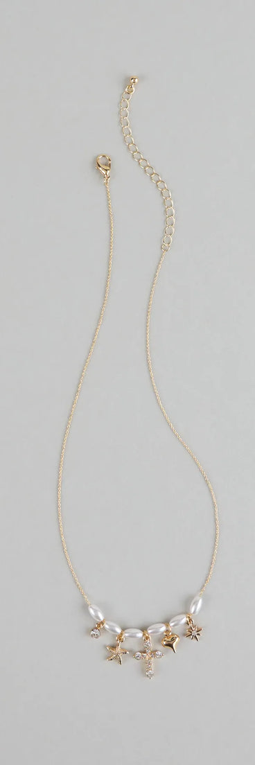 Seas the Moment Faux Pearl Charm Necklace
