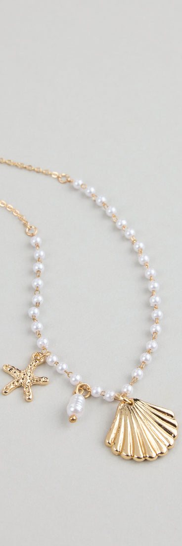 Seas The Day Pearl and Charm Statement Necklace