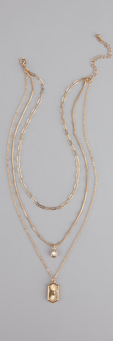 Stacked Up Layered Chain Charm Necklace