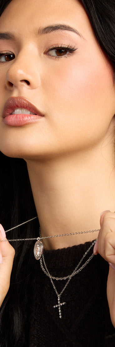 Dainty Blessings Cross Pendant Necklace