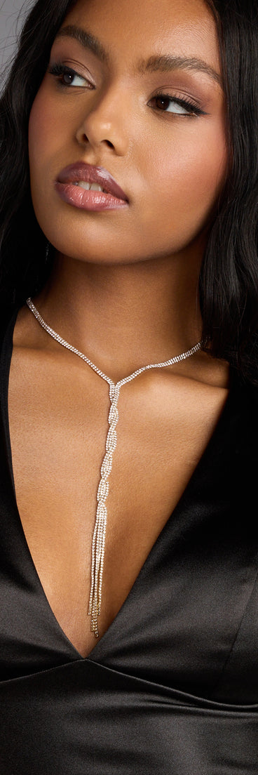 Style your vibe in seconds with the Endless Sparkle Rhinestone Twisted Lariat Necklace, a fashion accessories essential that completes any outfit with ease.