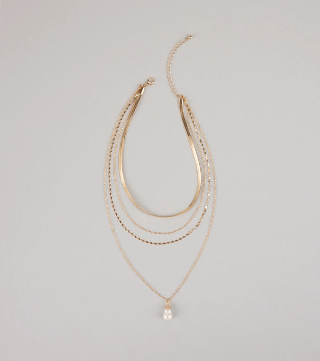 Layered Up Pearl Charm Chain Necklace