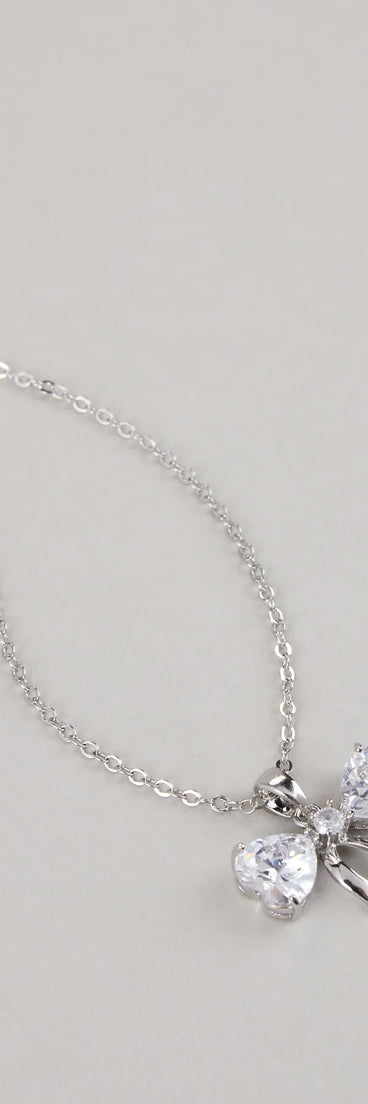 Pretty And Polished Cubic Zirconia Bow Necklace