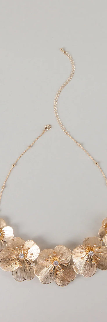 Bloom Boldly Rhinestone Flower Necklace