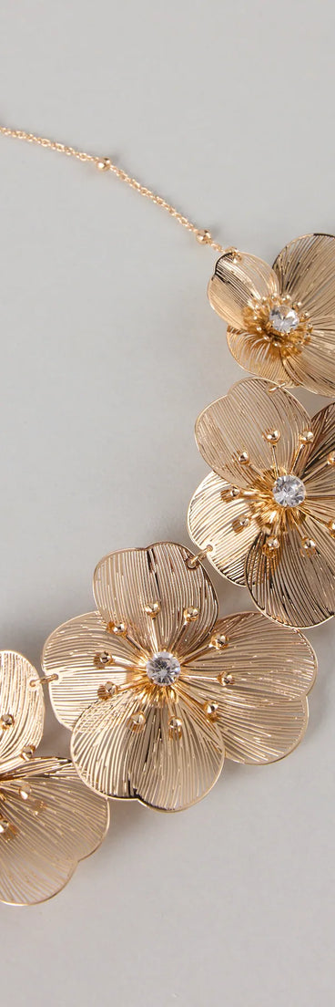Bloom Boldly Rhinestone Flower Necklace