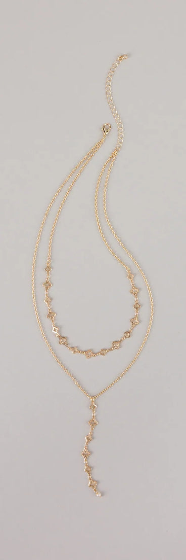 Charmed I'm Sure Clover Chain Lariat Necklace