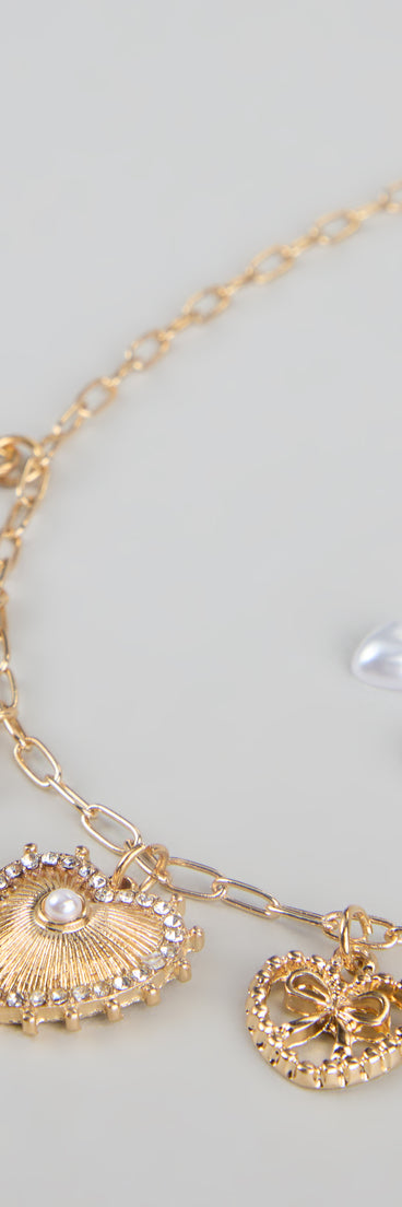 Sweet on You Charm Necklace And Heart Studs