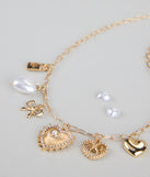 Sweet on You Charm Necklace And Heart Studs