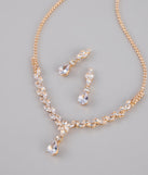 Shine Check Rhinestone Necklace And Earrings Set
