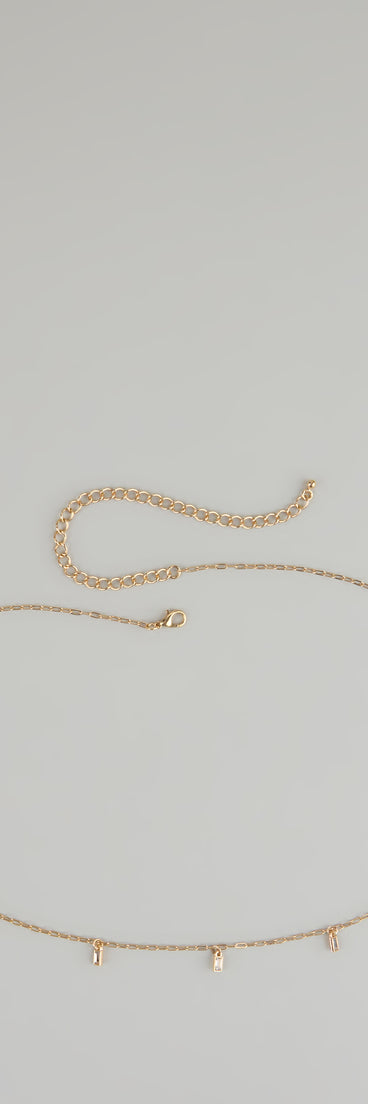 Dainty Luxe Rhinestone Charm Belly Chain