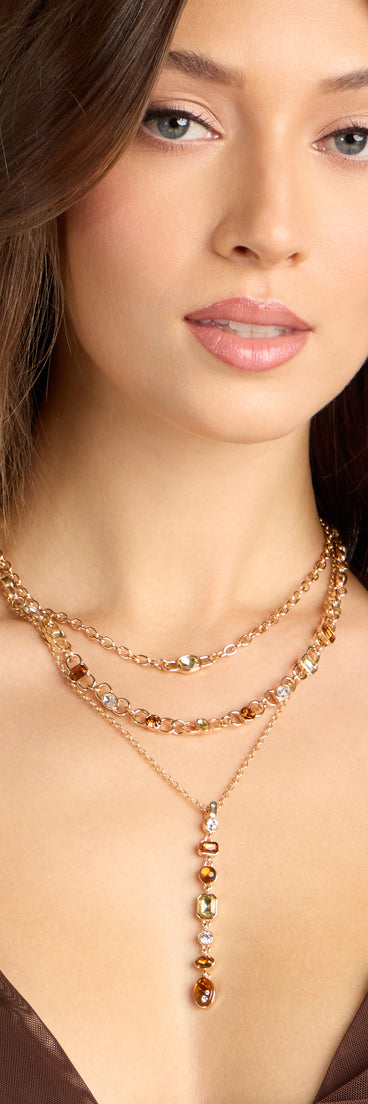 Stacked And Stunning Stone Lariat Necklace