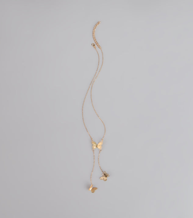 Soft Statement Butterfly Lariat Necklace