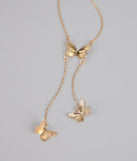 Soft Statement Butterfly Lariat Necklace