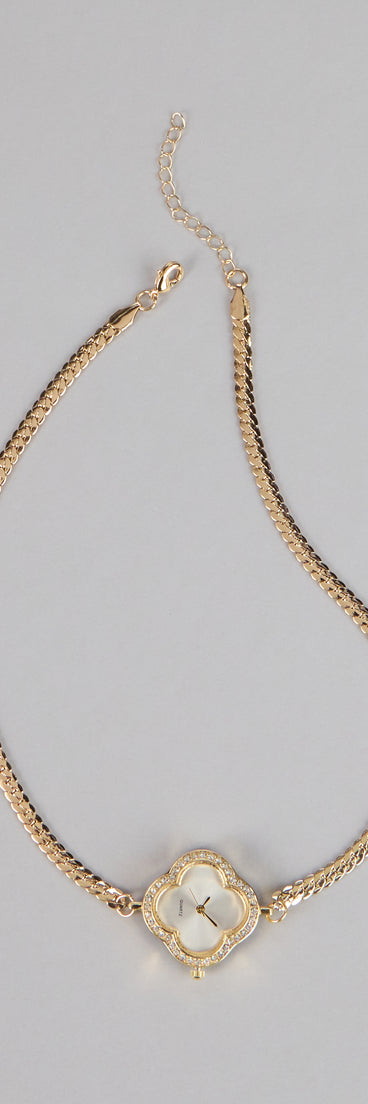 Charmed Hour Clover Watch Choker Necklace