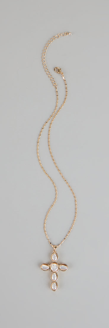Divine Detail Faux Pearl Cross Necklace