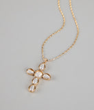 Divine Detail Faux Pearl Cross Necklace