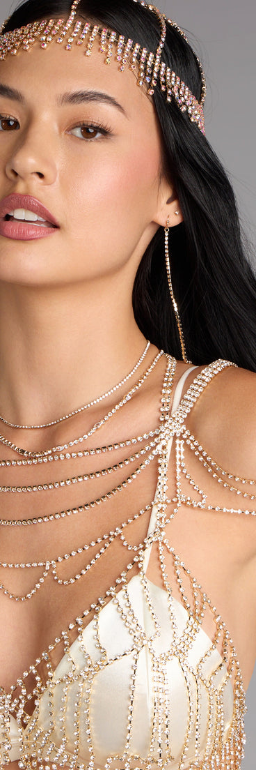 Style your vibe in seconds with the Starfall Rhinestone Body Chain, a fashion accessories essential that completes any outfit with ease.