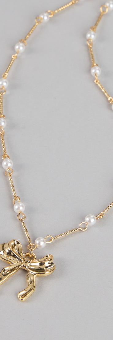 Sweet Pearl Bow Necklace