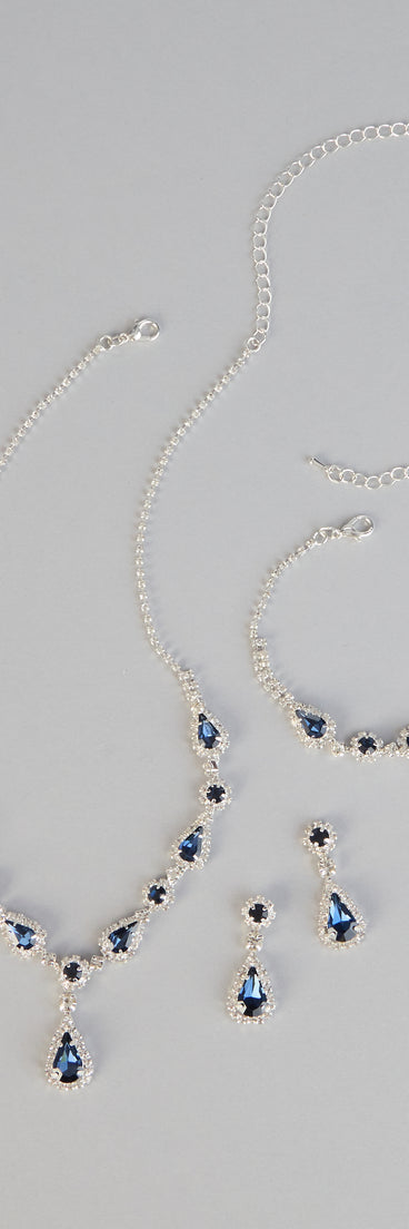 Sapphire Shine Necklace And Earrings Set