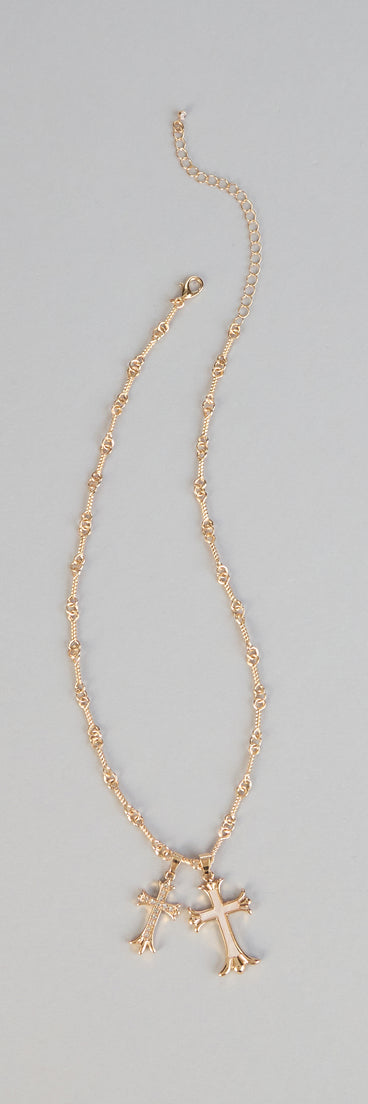 Layered Faith Double Cross Necklace