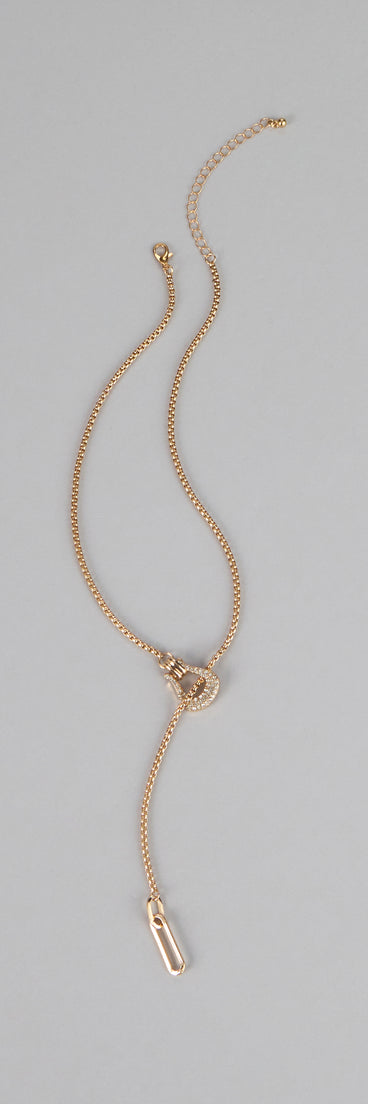 Glimmer Cue Rhinestone Lariat Necklace