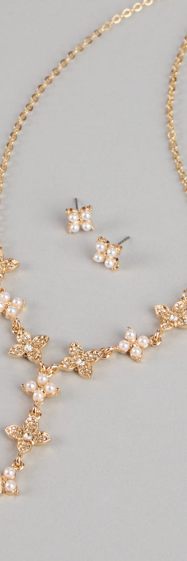 Golden Garden Clover Lariat Necklace Set