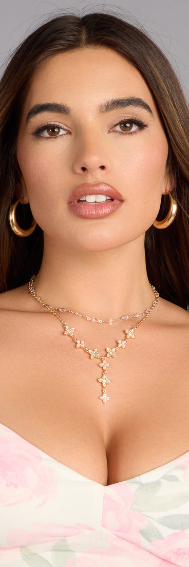 Golden Garden Clover Lariat Necklace Set