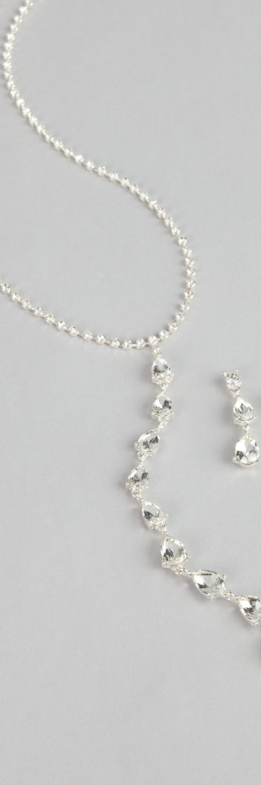 Crystal Drip Necklace And Earrings Set
