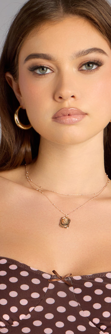 Luxe Layered Rose Pendant Necklace
