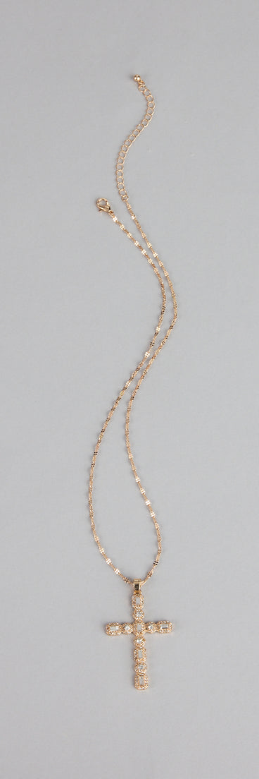 Shine On Rhinestone Cross Necklace