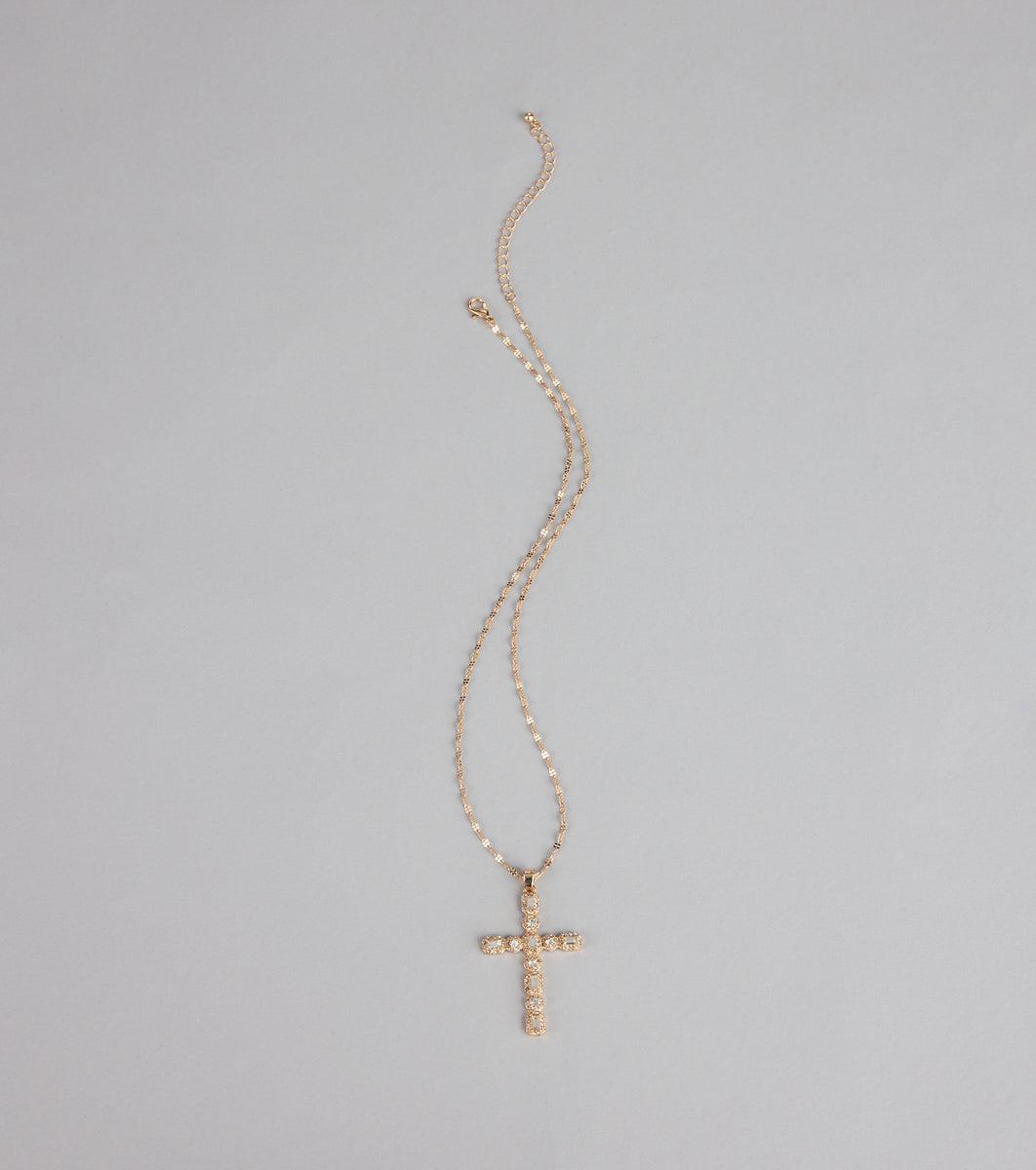 Shine On Rhinestone Cross Necklace & Windsor