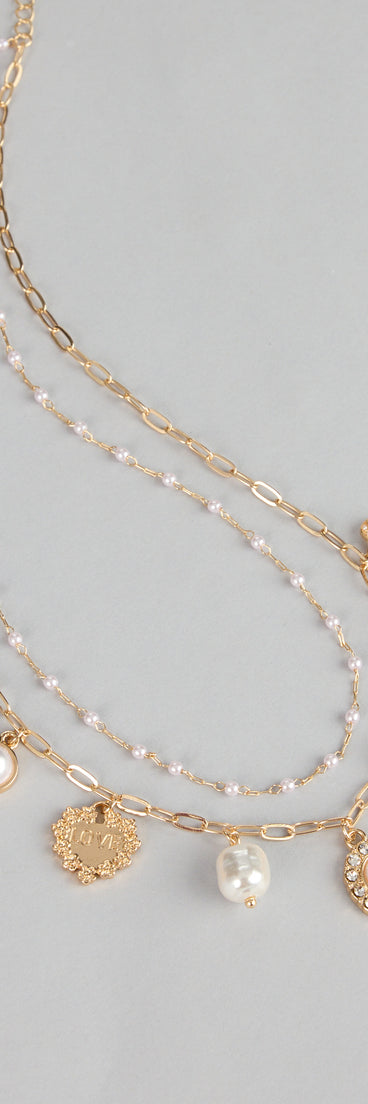 Pearly Keepsakes Layered Charm Necklace