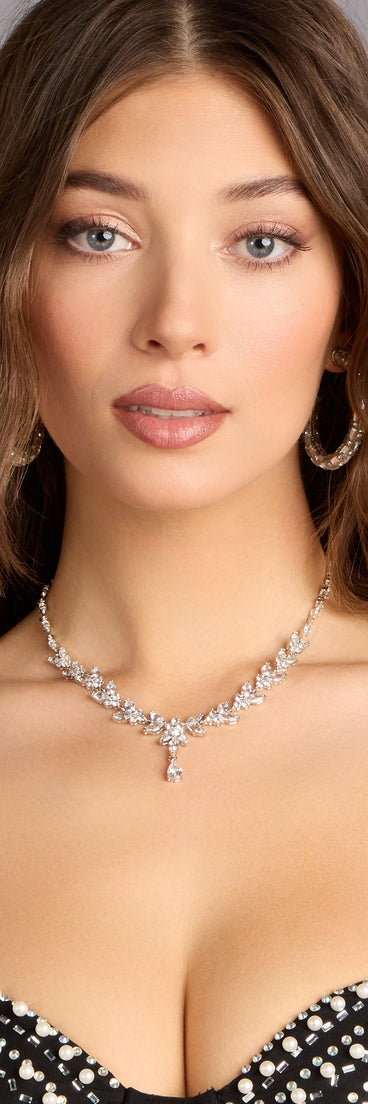 Soft Sparkle Rhinestone Floral Necklace