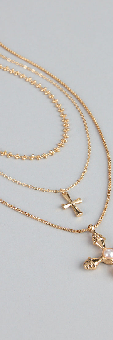 Divine Drip Layered Cross Necklace