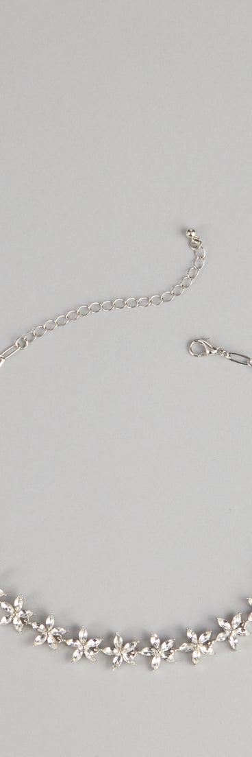 Floral Glow Rhinestone Chain Necklace
