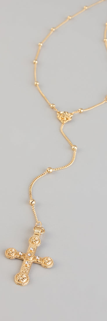 Blessed And Booked Cross Lariat Necklace
