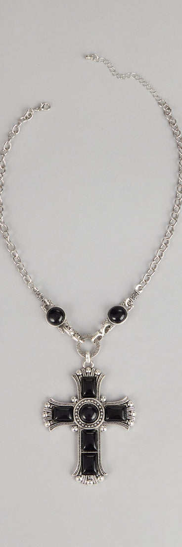 Bold Details Cross Statement Necklace