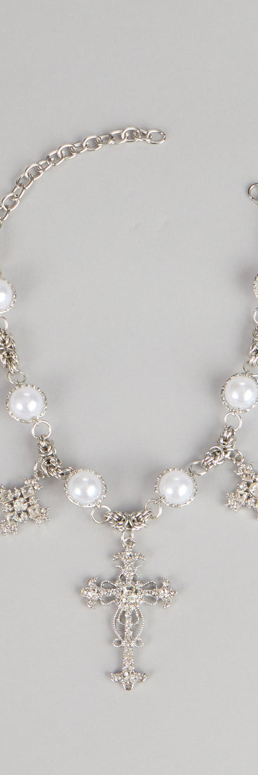 Gilded Drama Pearl Embellished Statement Necklace