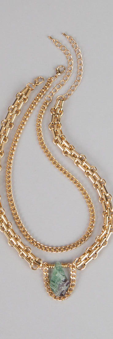 Vibe Check Statement Stone Necklace Set