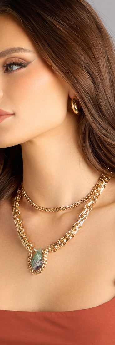 Vibe Check Statement Stone Necklace Set