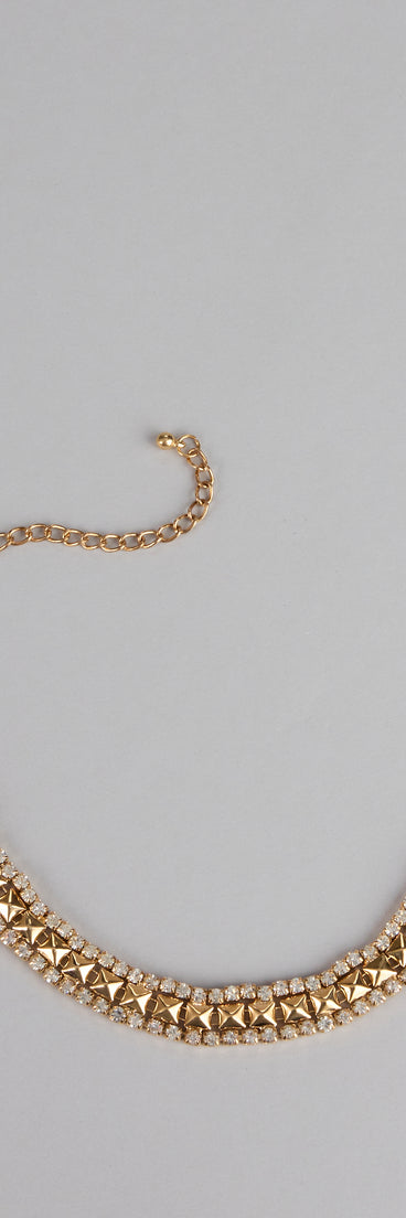 Two Times The Shine Rhinestone Stud Choker