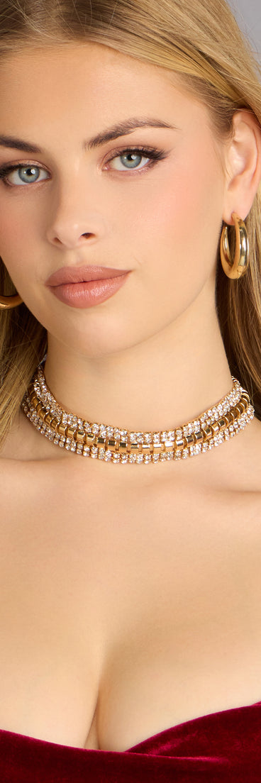 Double Dazzle Rhinestone Choker