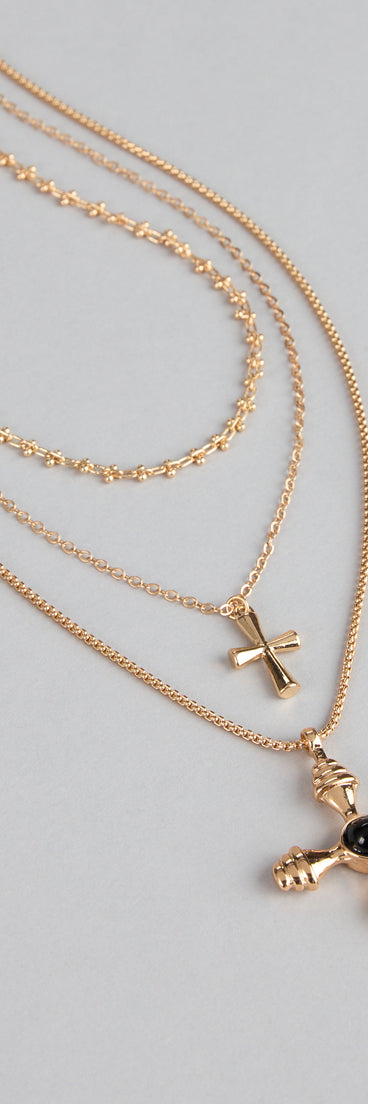 Faithful Layers Cross Charm Necklace