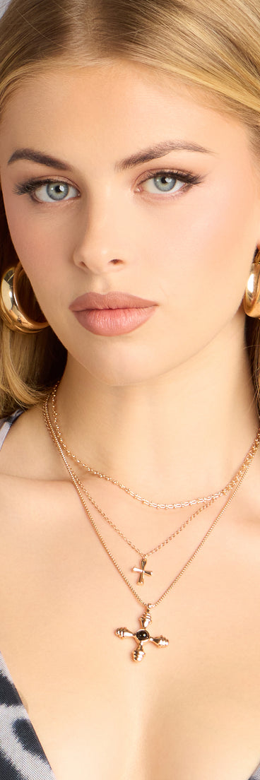 Faithful Layers Cross Charm Necklace