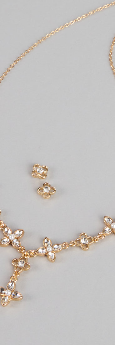 Petal Shimmer Rhinestone Jewelry Set