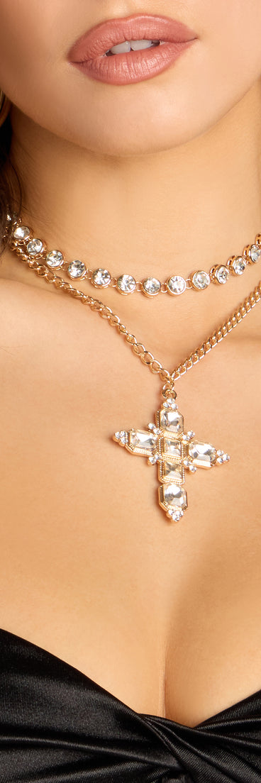 Double Take Rhinestone Necklace Set