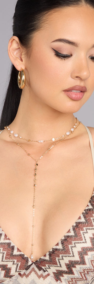 Effortlessly Elevated Pearl Beaded Lariat Necklace