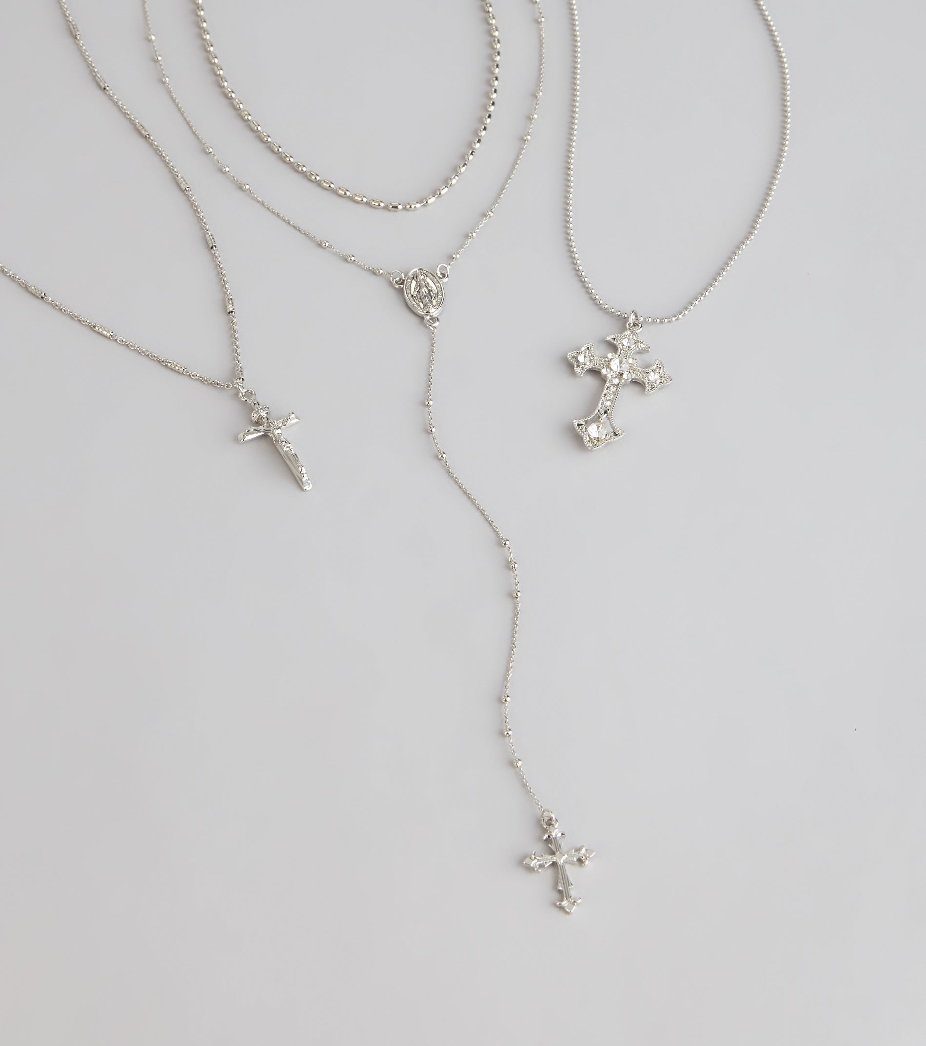 Keep It Layered Cross Charm Necklace Set | Windsor