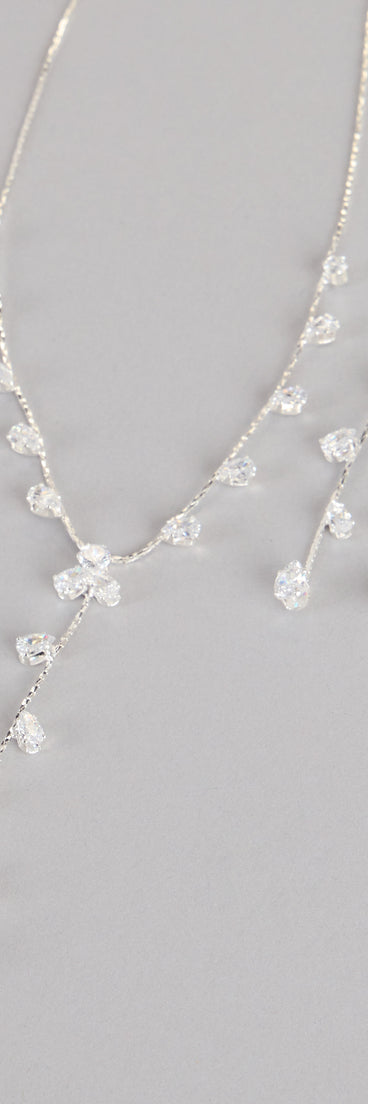 Sleek Shimmer Rhinestone Necklace And Earrings Set